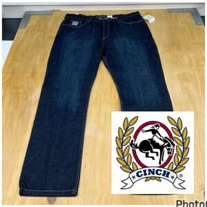 Cinch Jeans Silver Label Mens 40x32 Slim Fit Straight Leg Stretch Navy Blue